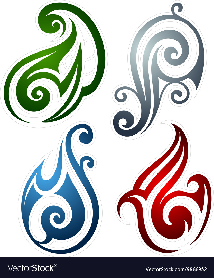 Fire Water Earth And Wind Emblems Royalty Free Vector Image 4686