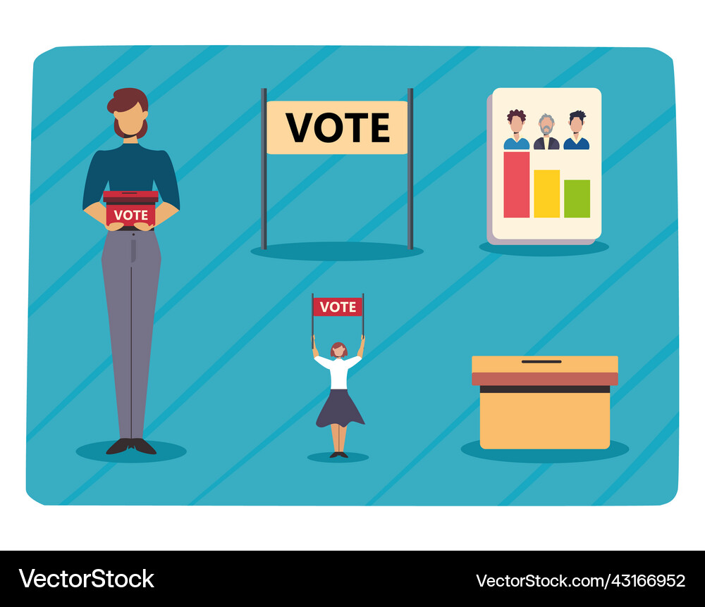 Five flat elections items Royalty Free Vector Image