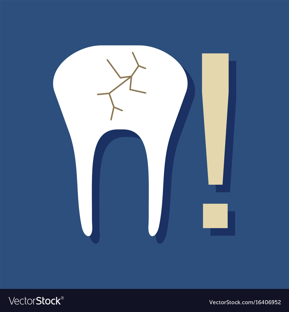Flat icon design collection tooth fracture