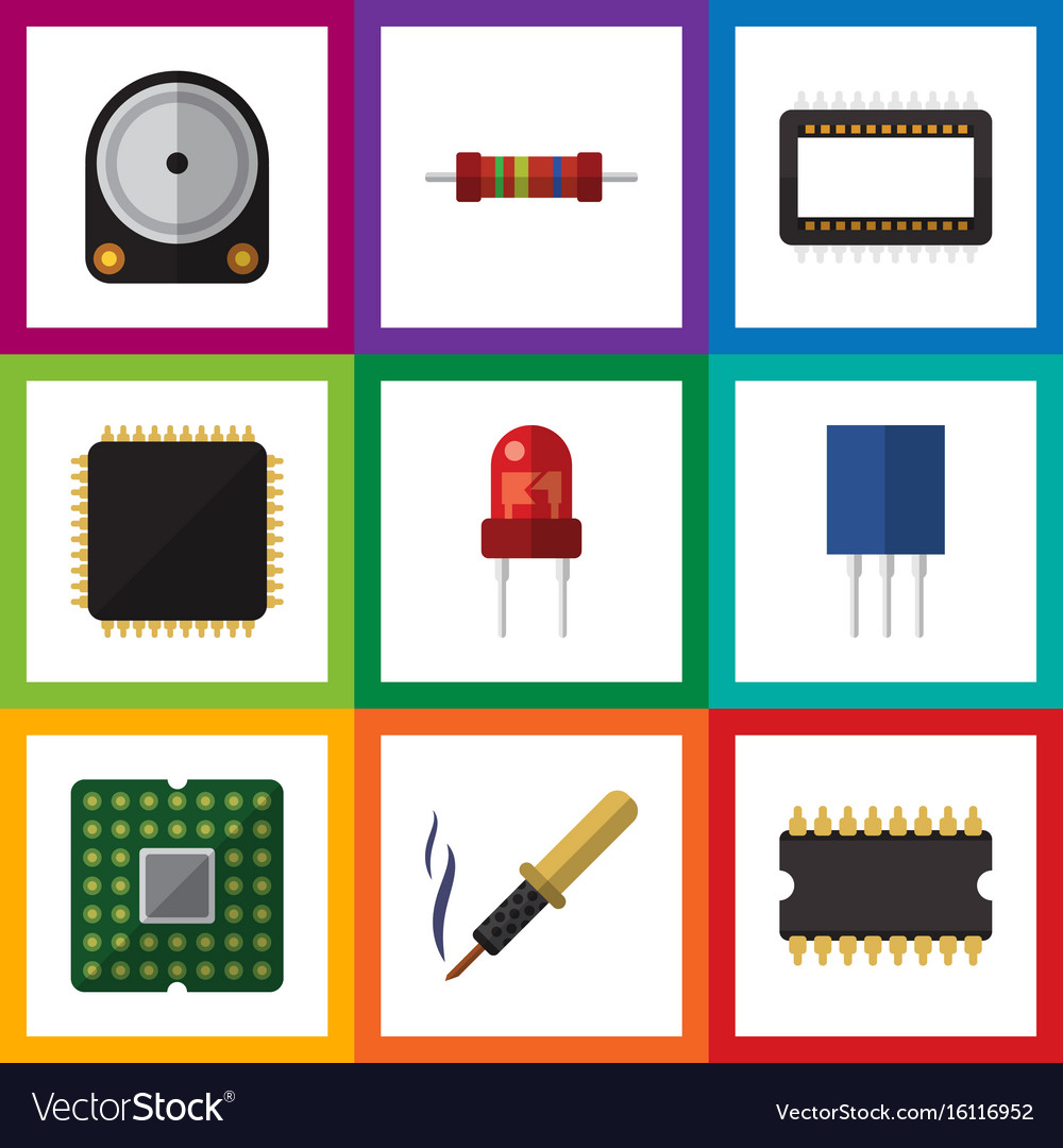 Flat icon technology set of recipient cpu