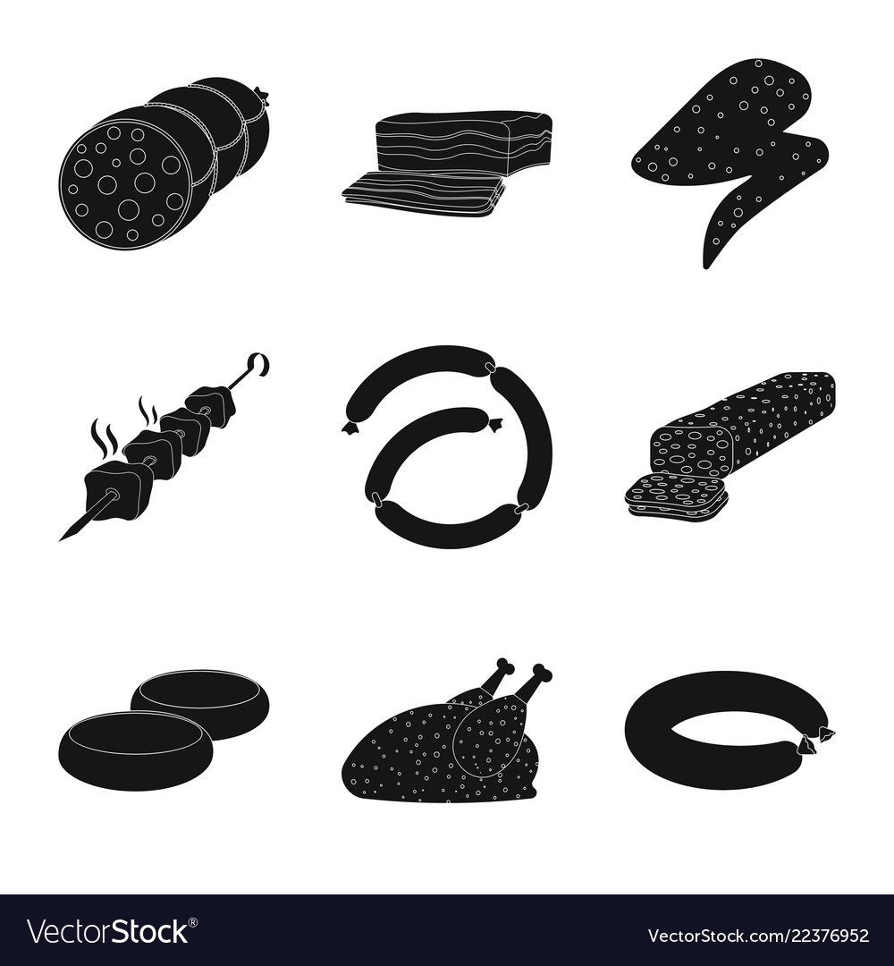 Isolated object of meat and ham sign set vector image Isolated object of meat and ham sign set