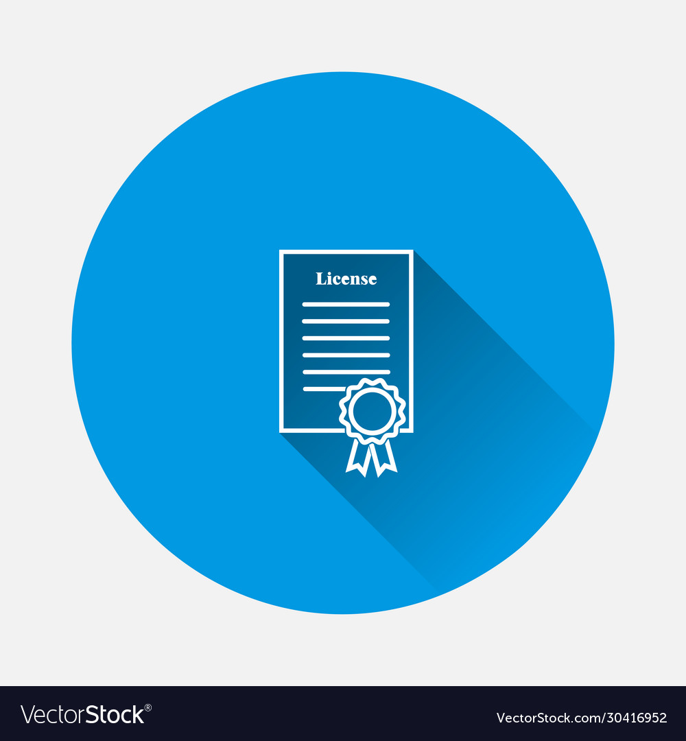 License certificate icon on blue background flat Vector Image