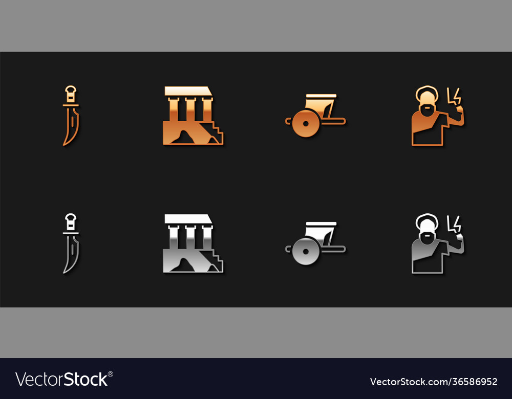 Set dagger parthenon ancient chariot and zeus Vector Image Set dagger parthenon ancient chariot and zeus