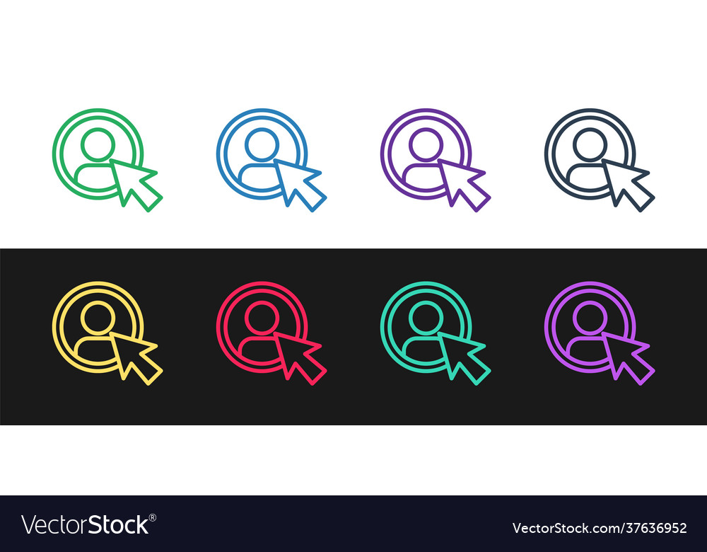 Set line create account screen icon isolated vector image Set line create account screen icon isolated