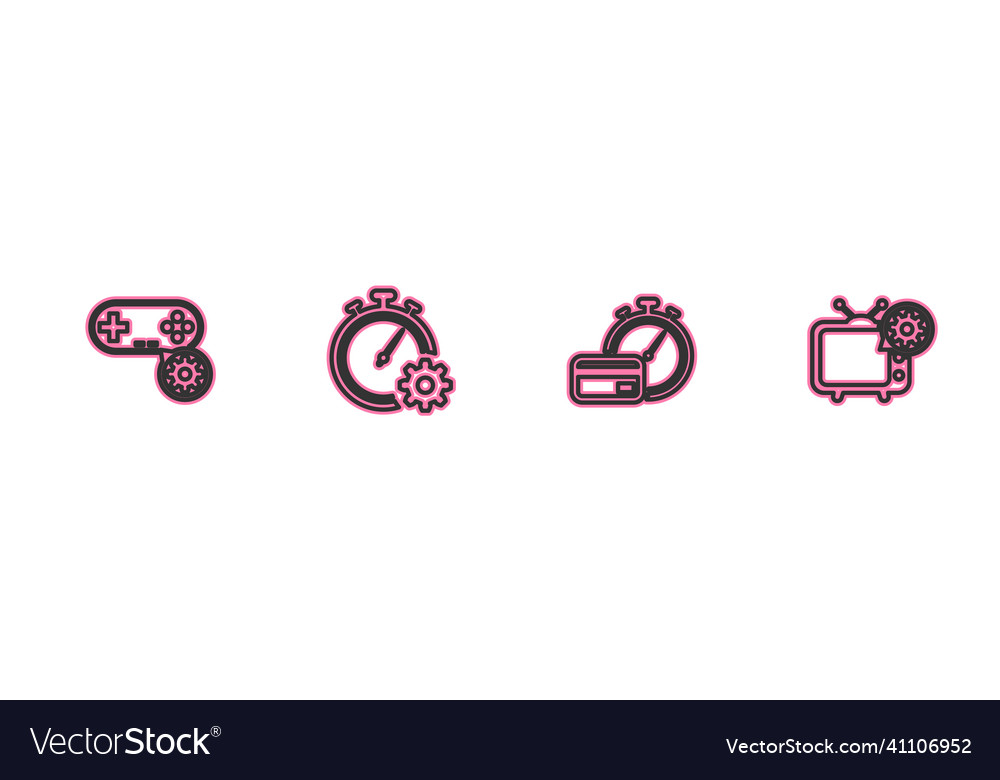 Set line gamepad setting fast payments time vector image Set line gamepad setting fast payments time