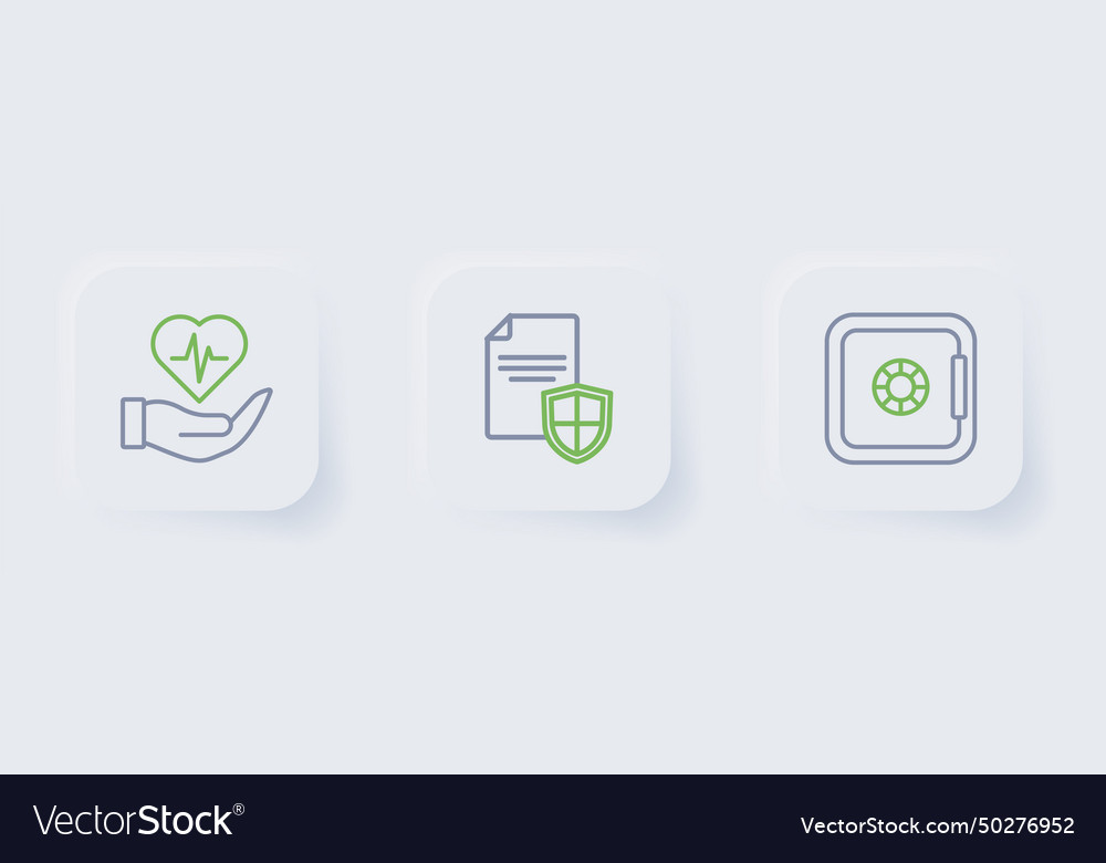 Set line safe contract with shield and life vector image Set line safe contract with shield and life