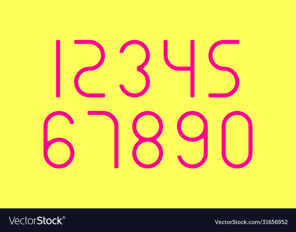 Set numbers design elements with pink