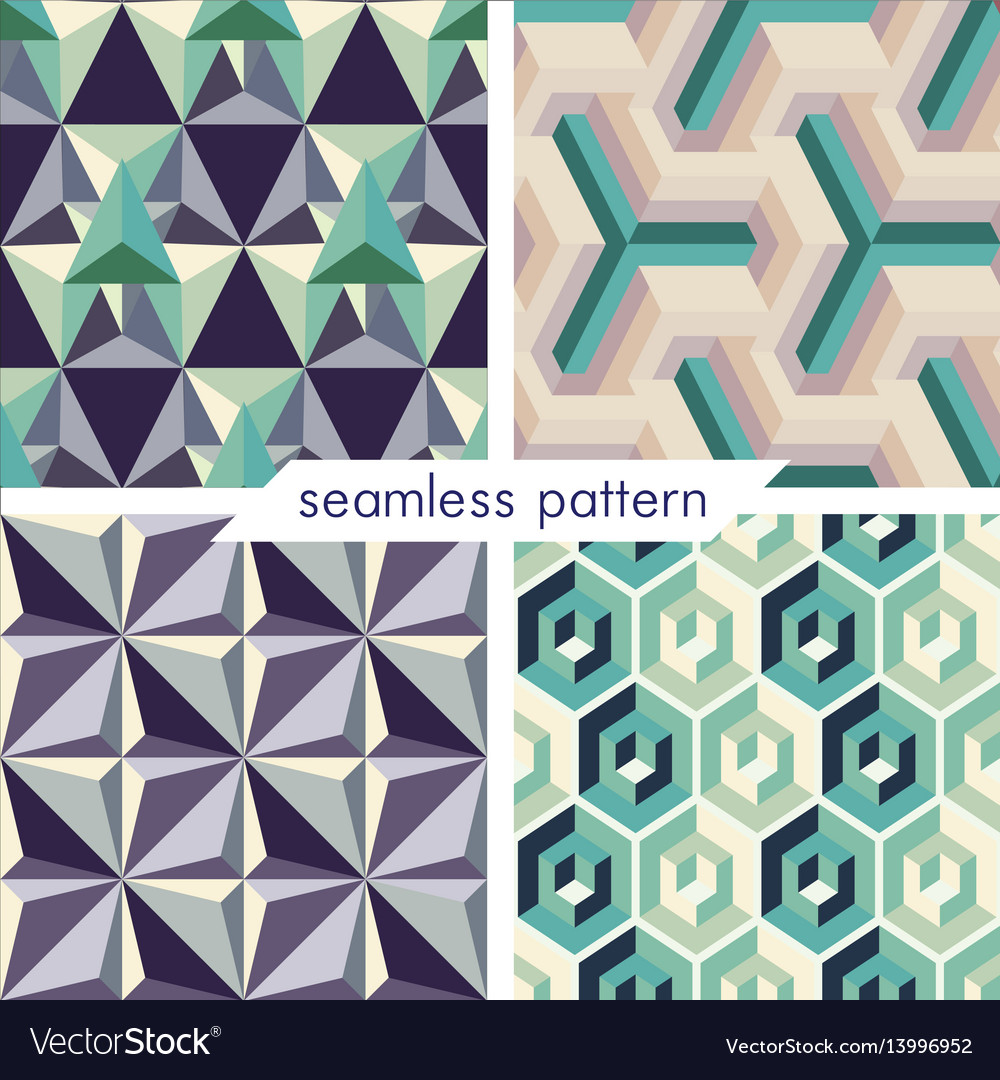 Set of four seamless geometrical patterns 14 vector image Set of four seamless geometrical patterns 14