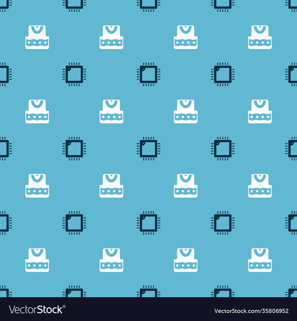 Set processor with cpu and waistcoat on seamless vector image Set processor with cpu and waistcoat on seamless