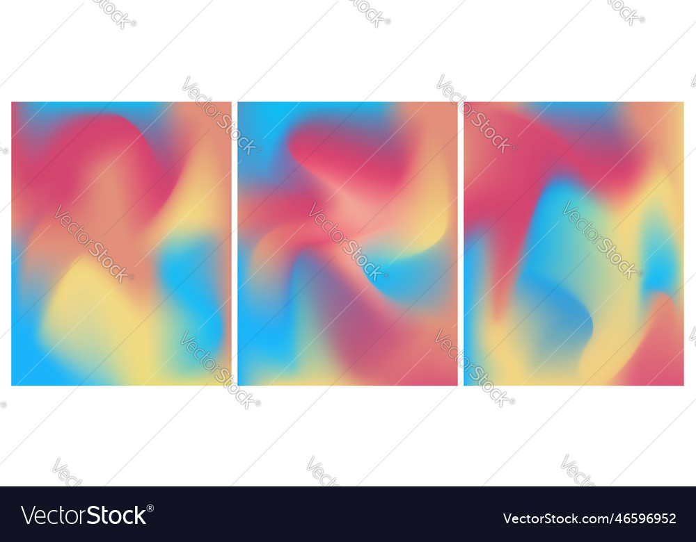 Set three vibrant mesh gradient backgrounds vector image Set three vibrant mesh gradient backgrounds