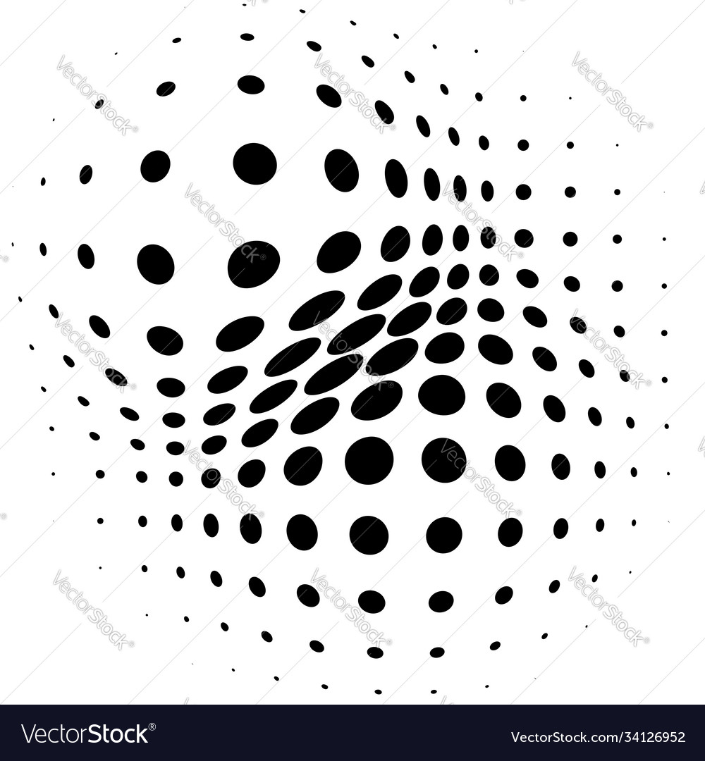 Spherical distortion halftone dots element orb vector image Spherical distortion halftone dots element orb
