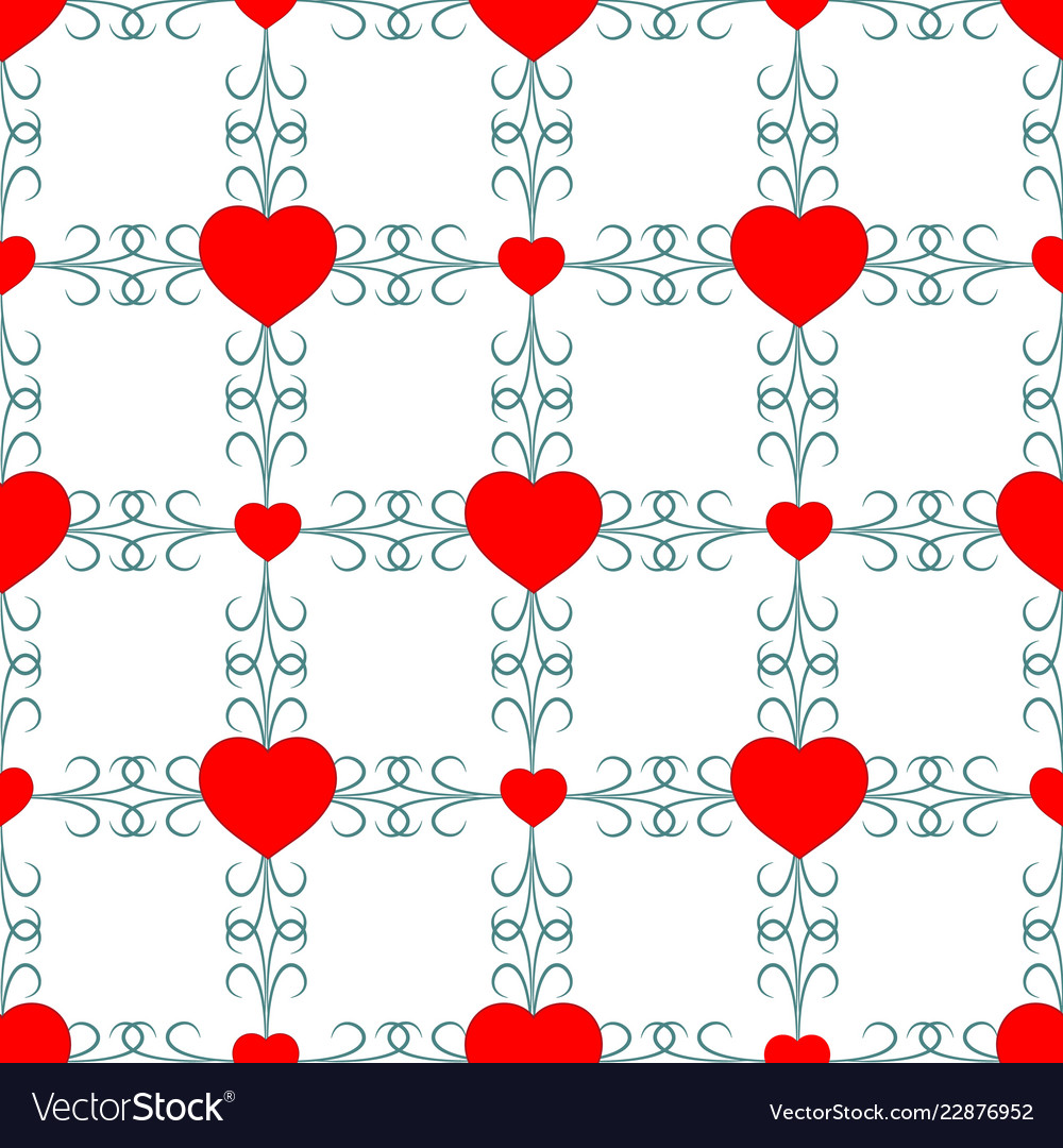 Square color with wavy line and heart seamless