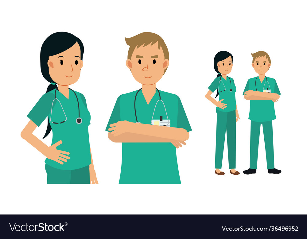 Team doctor male and female Royalty Free Vector Image