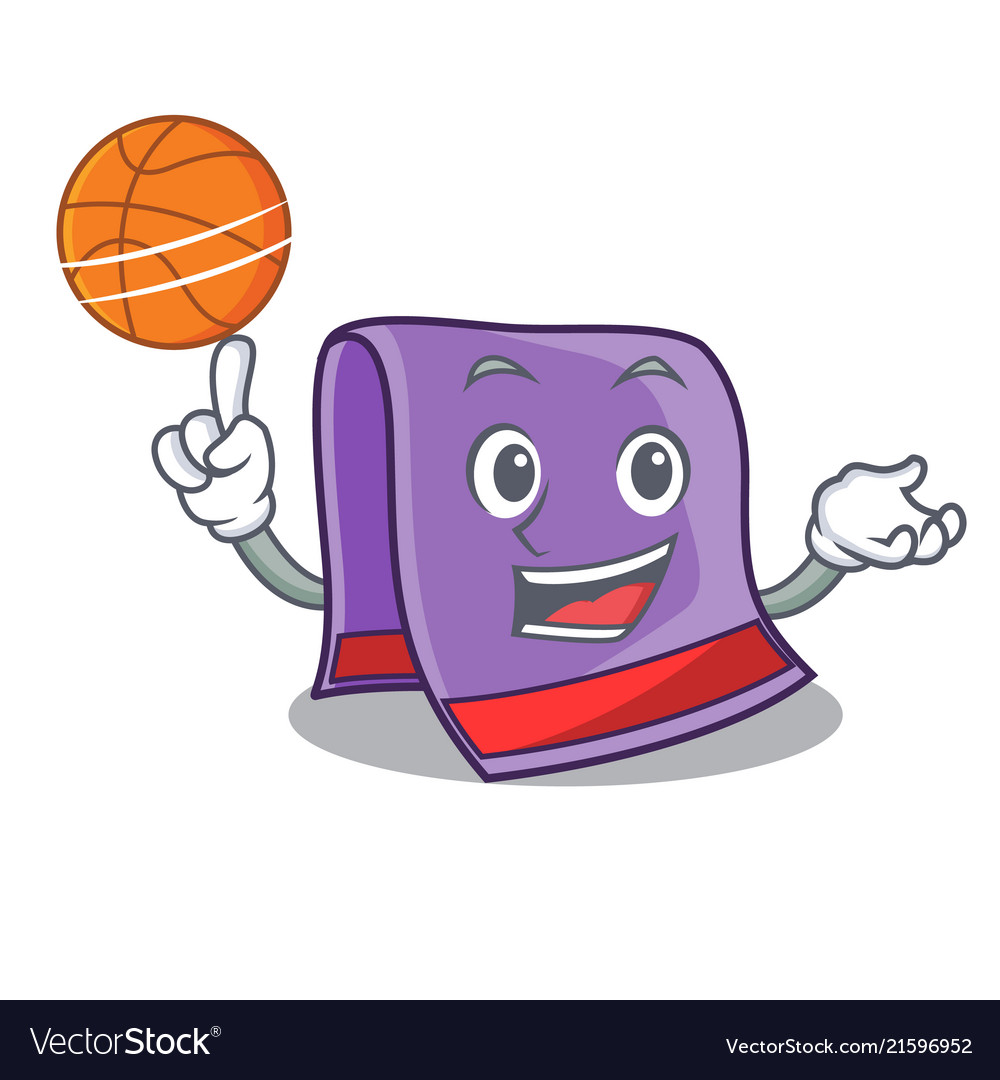 With basketball towel character cartoon style