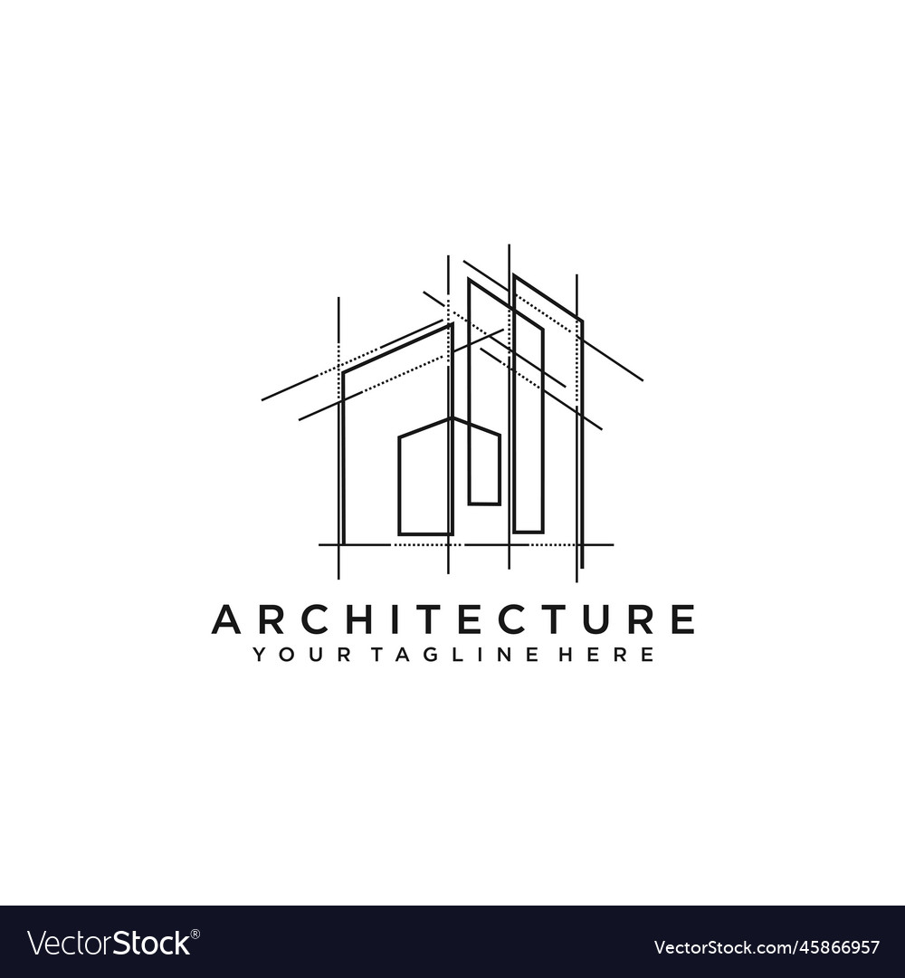 Architecture line art logo design template Vector Image