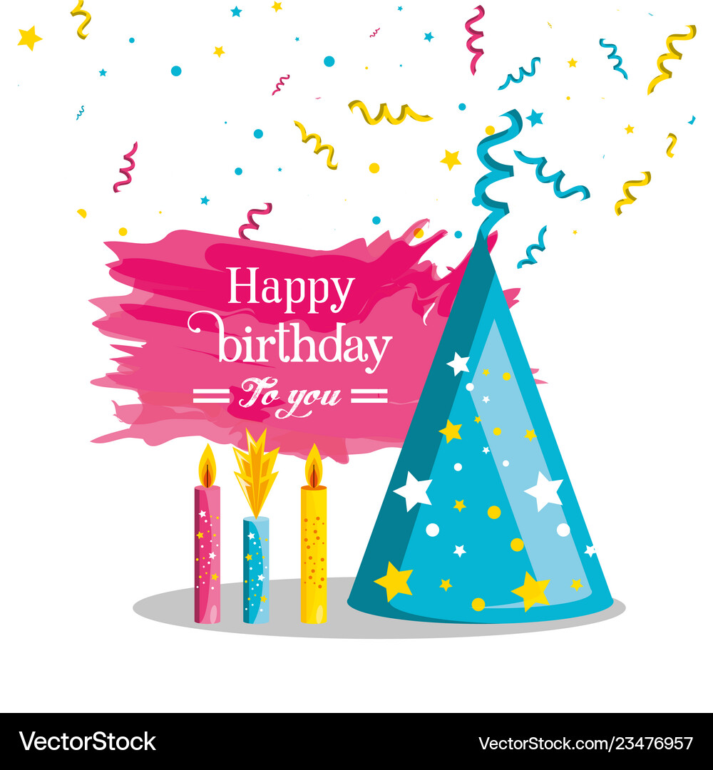 Birthday hat with candles party Royalty Free Vector Image