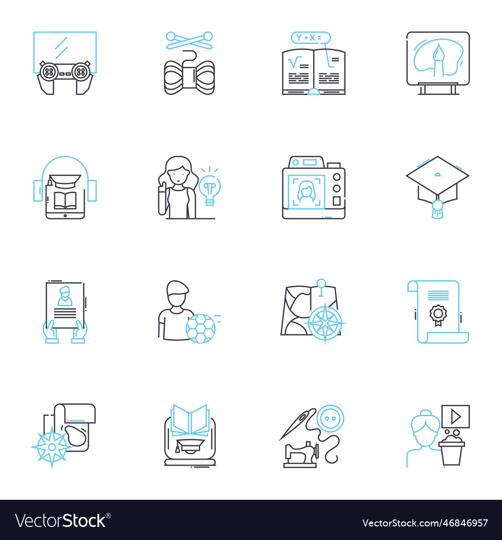 Classroom training linear icons set learning vector image Classroom training linear icons set learning