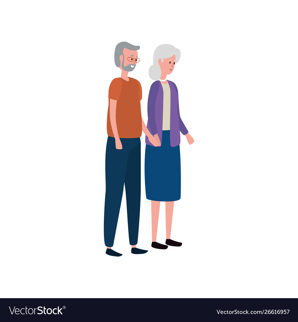 Cute grandparents couple avatars characters Vector Image