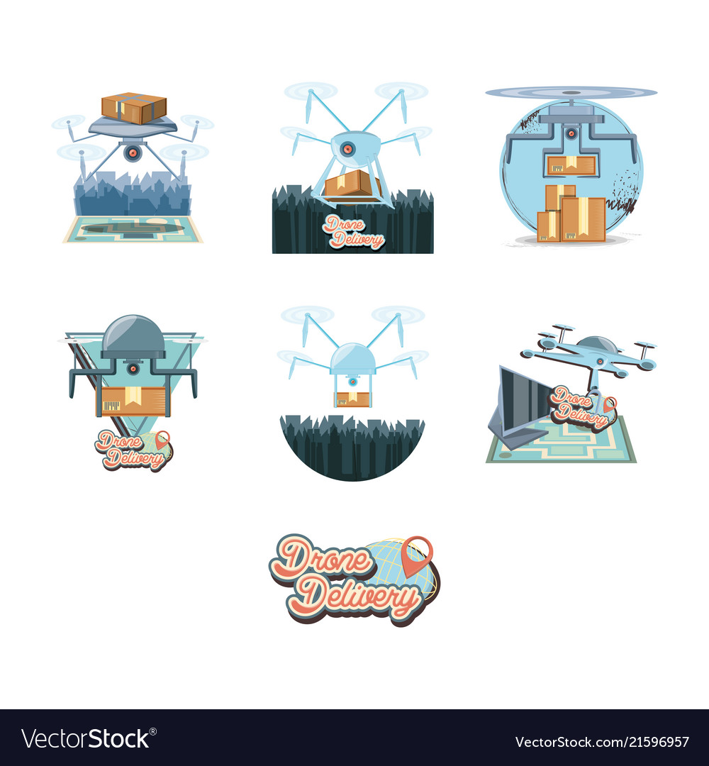 Drone service set icons icon