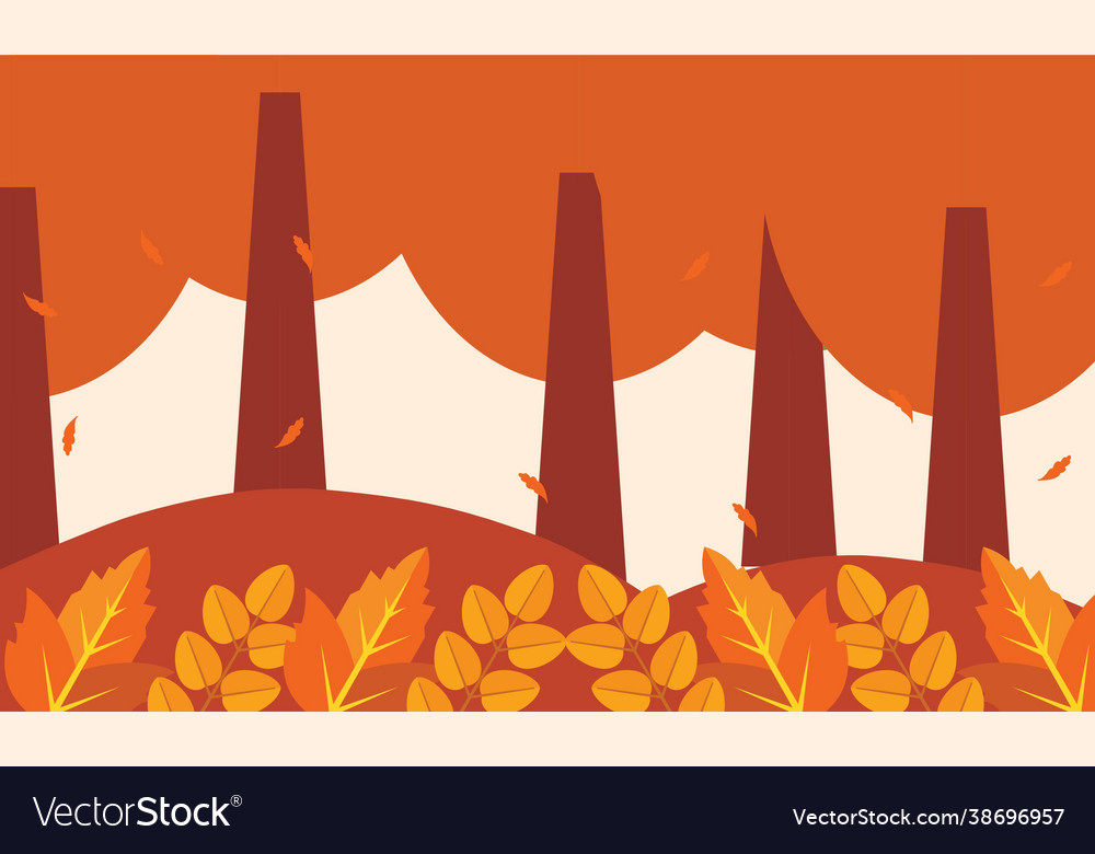 Flat design autumn background with colorful trees Vector Image Flat design autumn background with colorful trees
