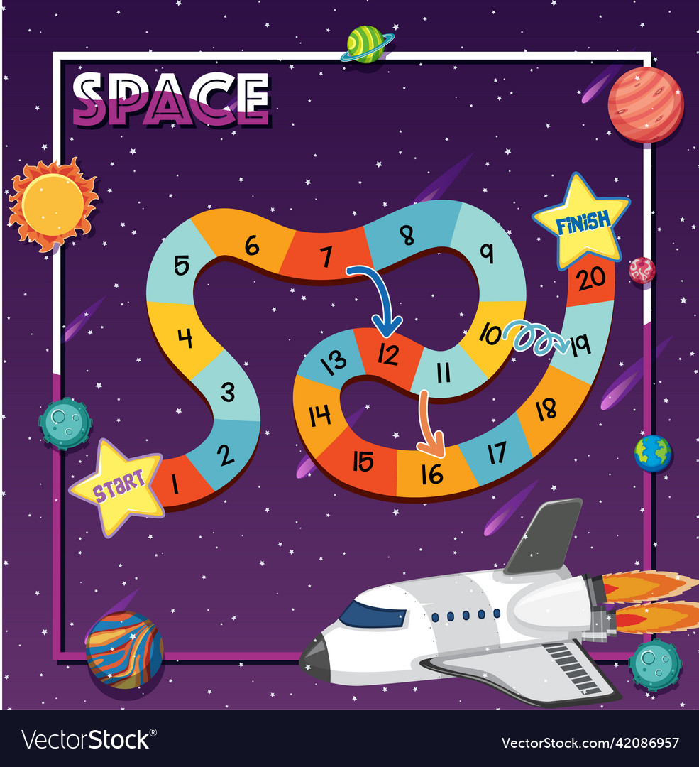 Spielvorlage mit Raum Thema Hintergrund vector image Spielvorlage mit Raum Thema Hintergrund