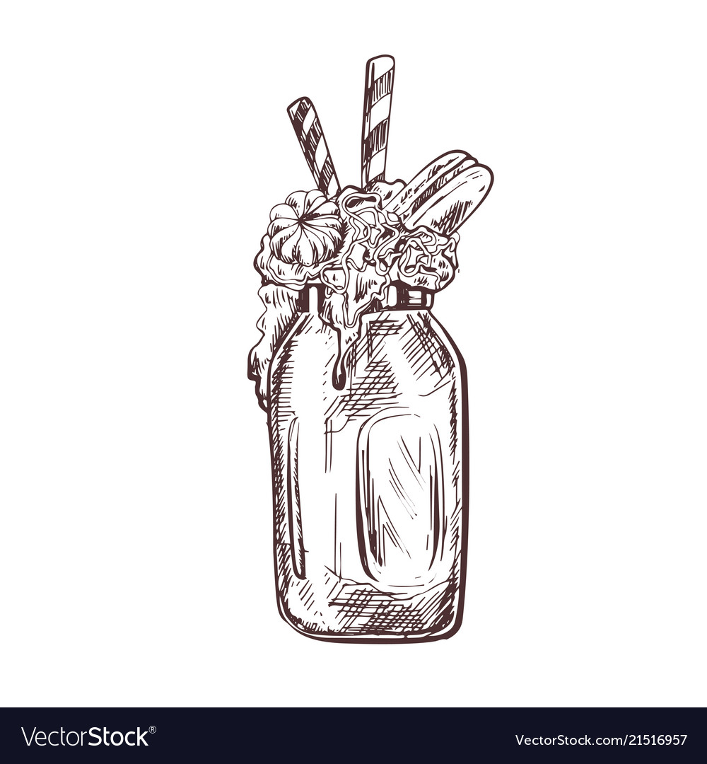 Premium Vector, Hand drawn sketch of summer milkshake