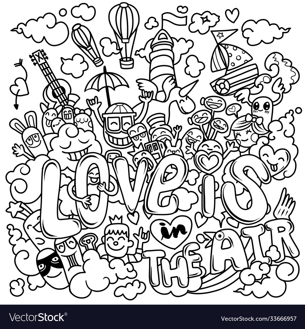 Love is in air hand drawn Royalty Free Vector Image