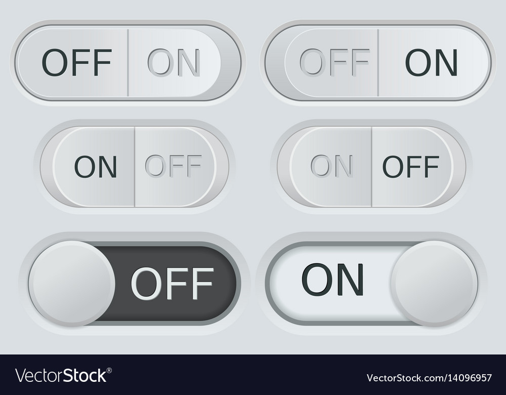 Download On and off toggle switch buttons black and white Vector Image