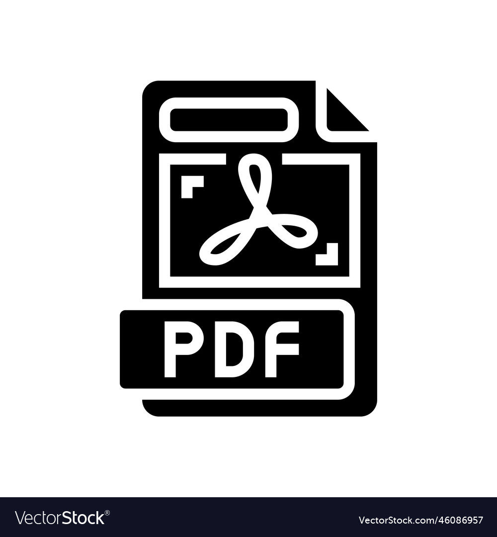 Pdf file format document glyph icon vector image Pdf file format document glyph icon
