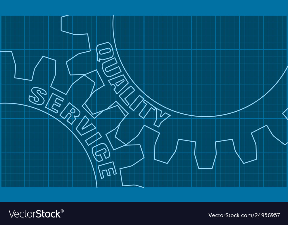 Quality and service text on gears vector image Quality and service text on gears
