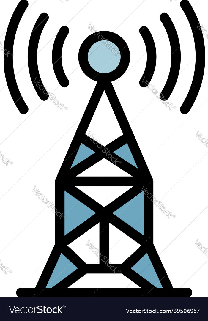 Radio antenna icon color outline Royalty Free Vector Image