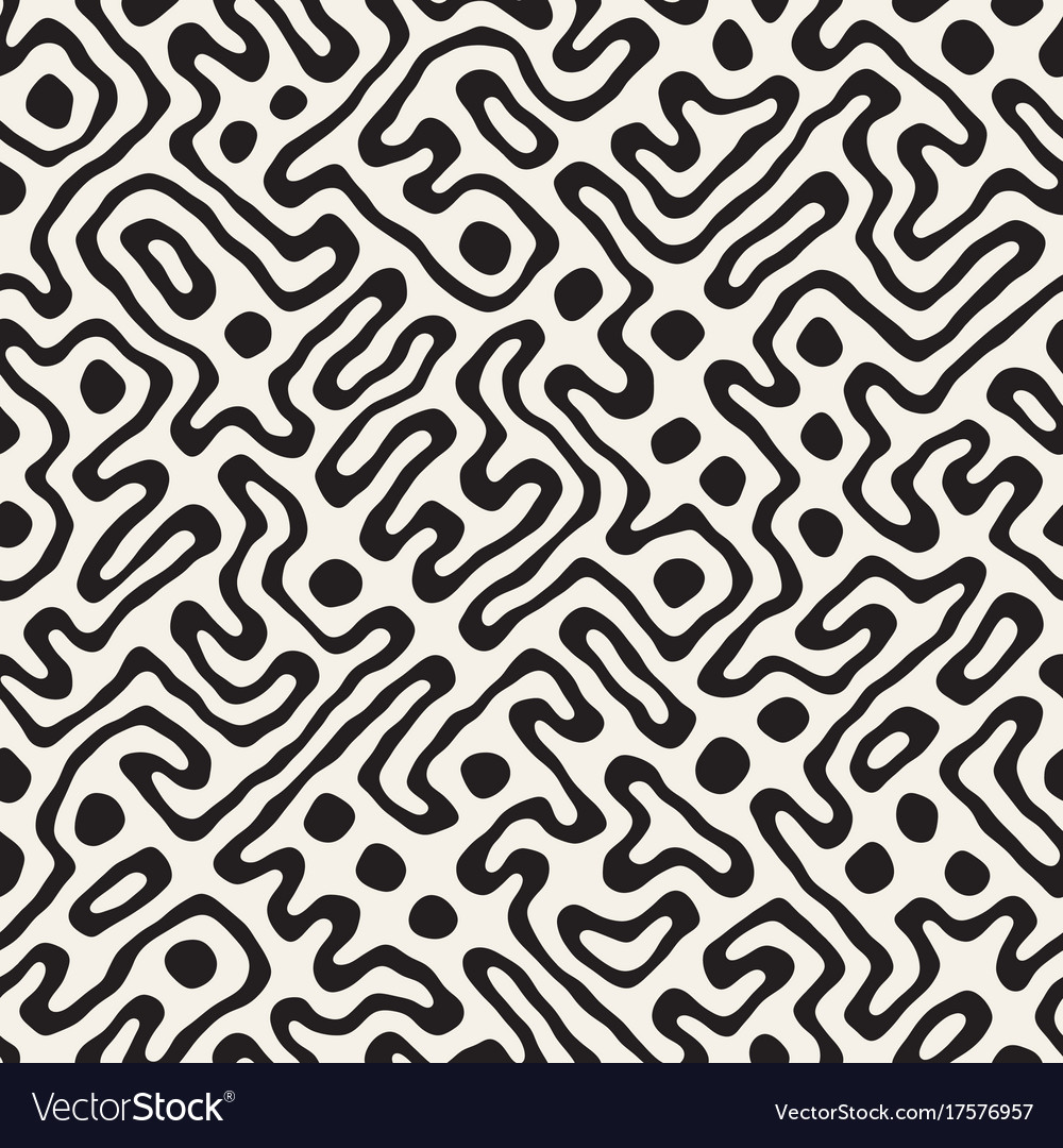 Seamless pattern with maze lines monochrome