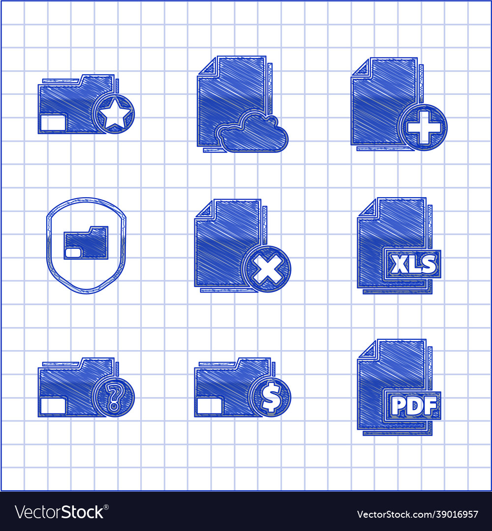 Set delete file document finance folder pdf xls Vector Image Set delete file document finance folder pdf xls