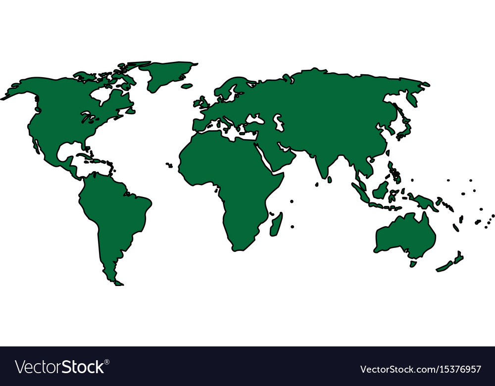 Silhouette map world location landmark Royalty Free Vector