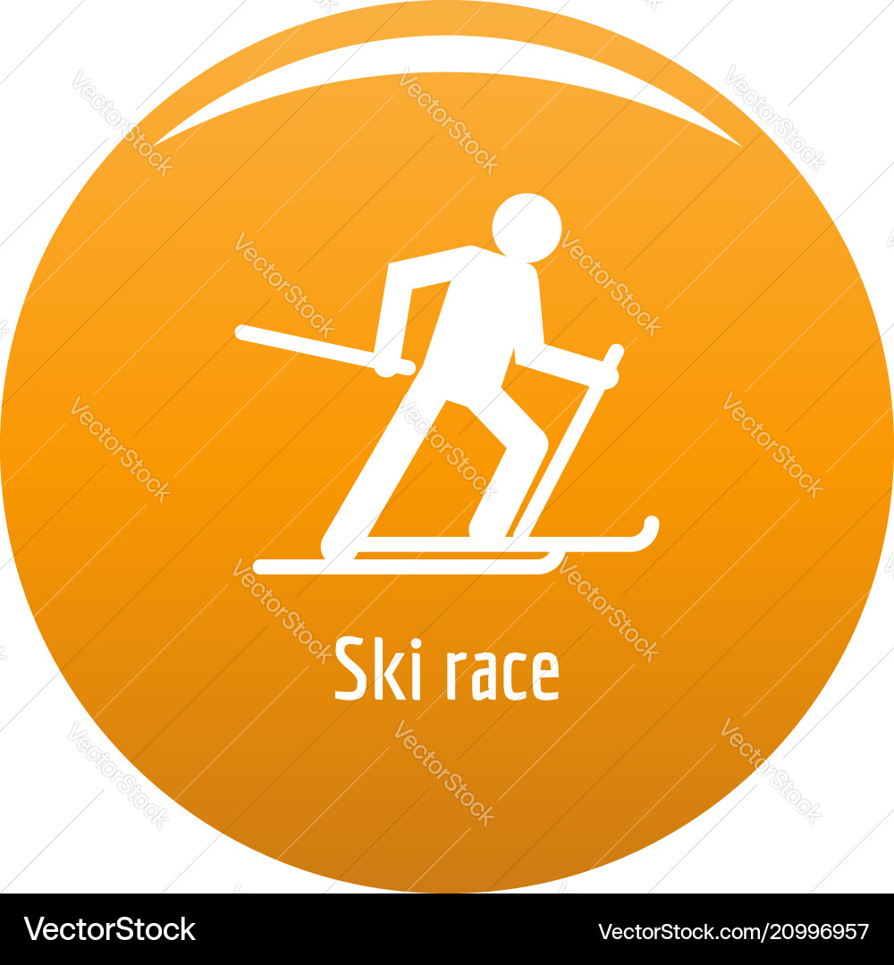 Ski race icon orange Royalty Free Vector Image