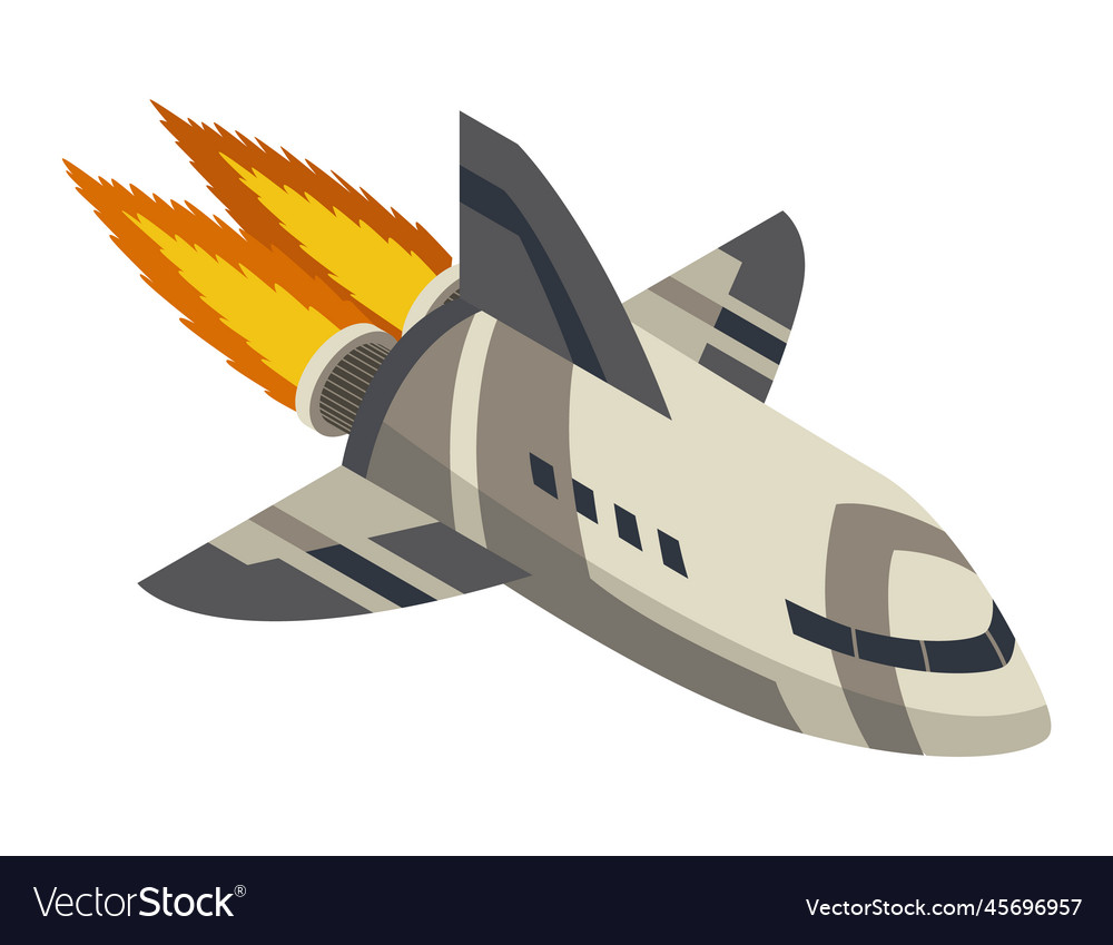 Space element isometric spaceship Royalty Free Vector Image