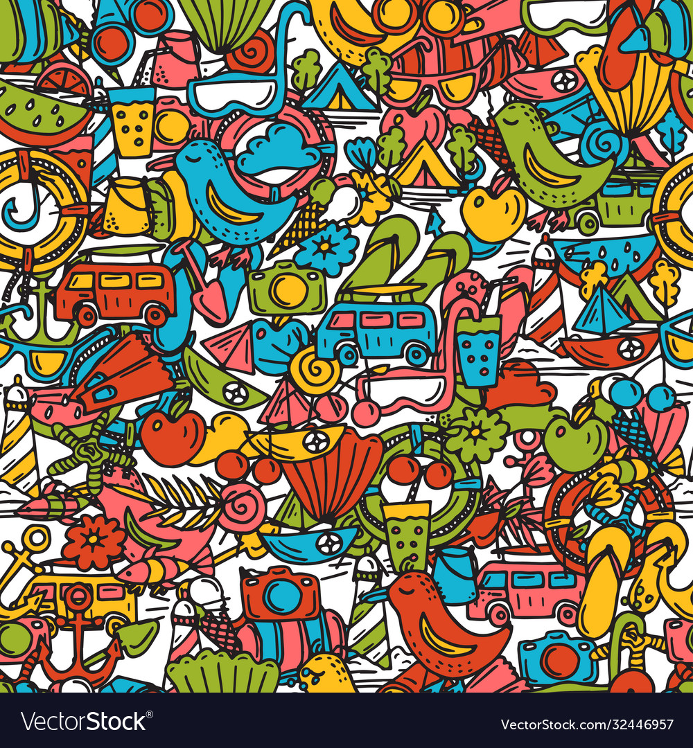 Summer Beach Pattern - Tropical Seashells