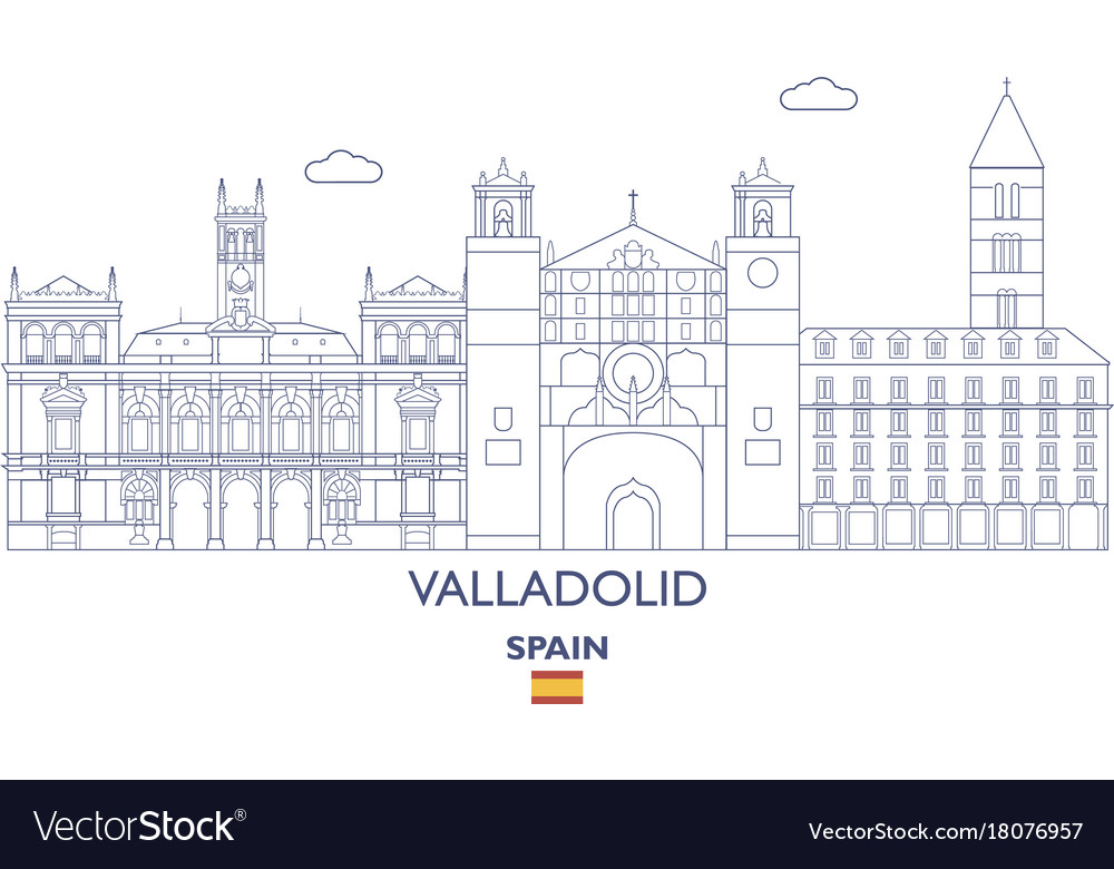 Valladolid linear city skyline Royalty Free Vector Image