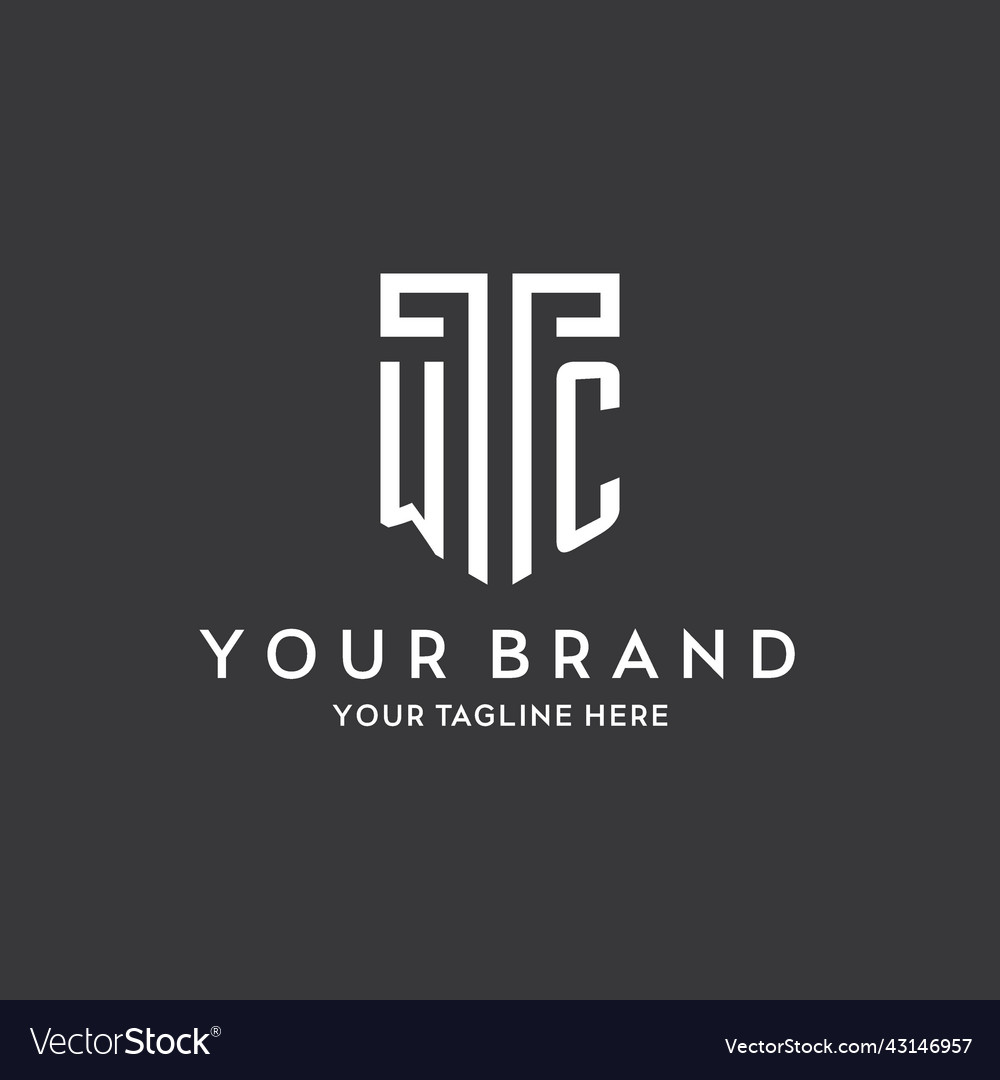 Wc monogram initial name with shield shape icon Vector Image Wc monogram initial name with shield shape icon