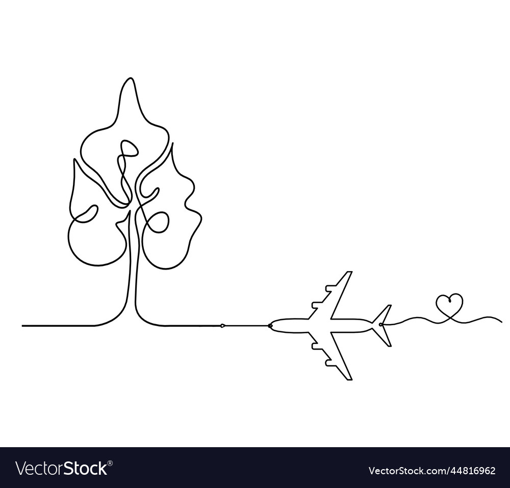 Abstract tree with plane as line drawing