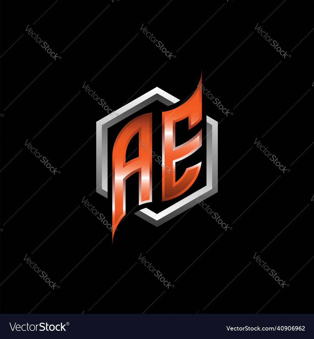 Ae monogram geometric orange with hexagonal Vector Image Ae monogram geometric orange with hexagonal