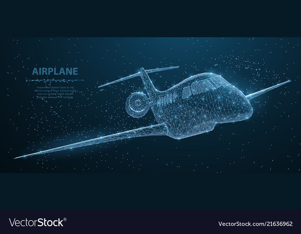 Airplane abstract 3d polygonal wireframe vector image Airplane abstract 3d polygonal wireframe