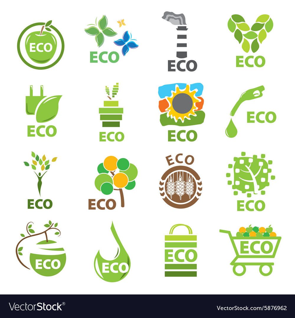 Biggest collection of logos eco Royalty Free Vector Image