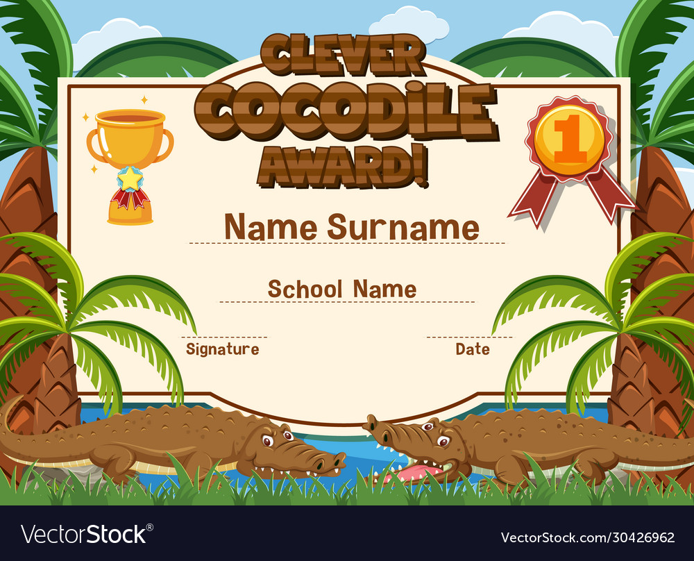 Certificate template design clever crocodile