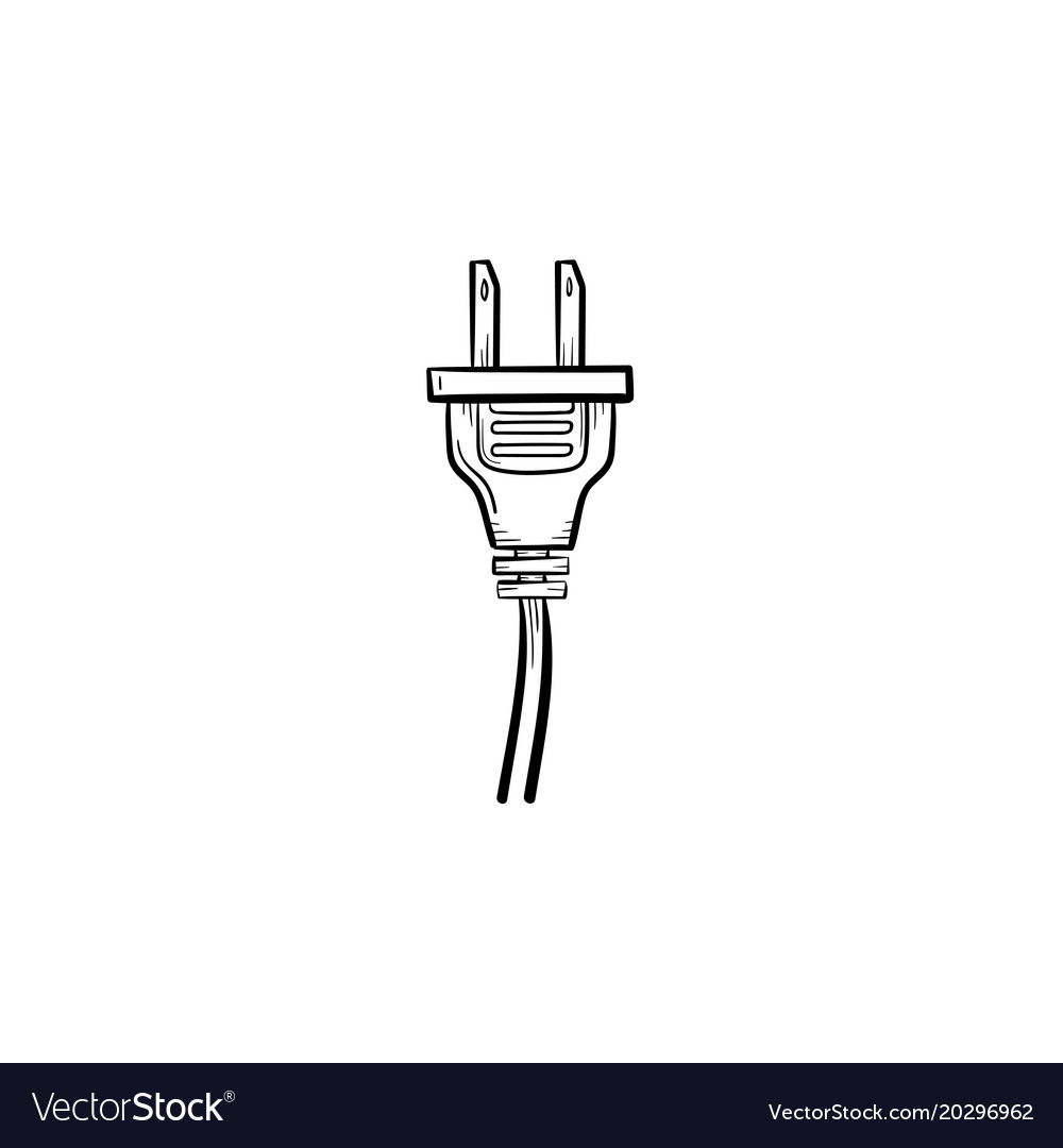 Electric plug hand drawn sketch icon Royalty Free Vector