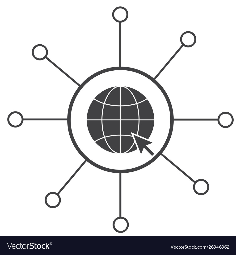Global network connection icon on white Vector Image Global network connection icon on white