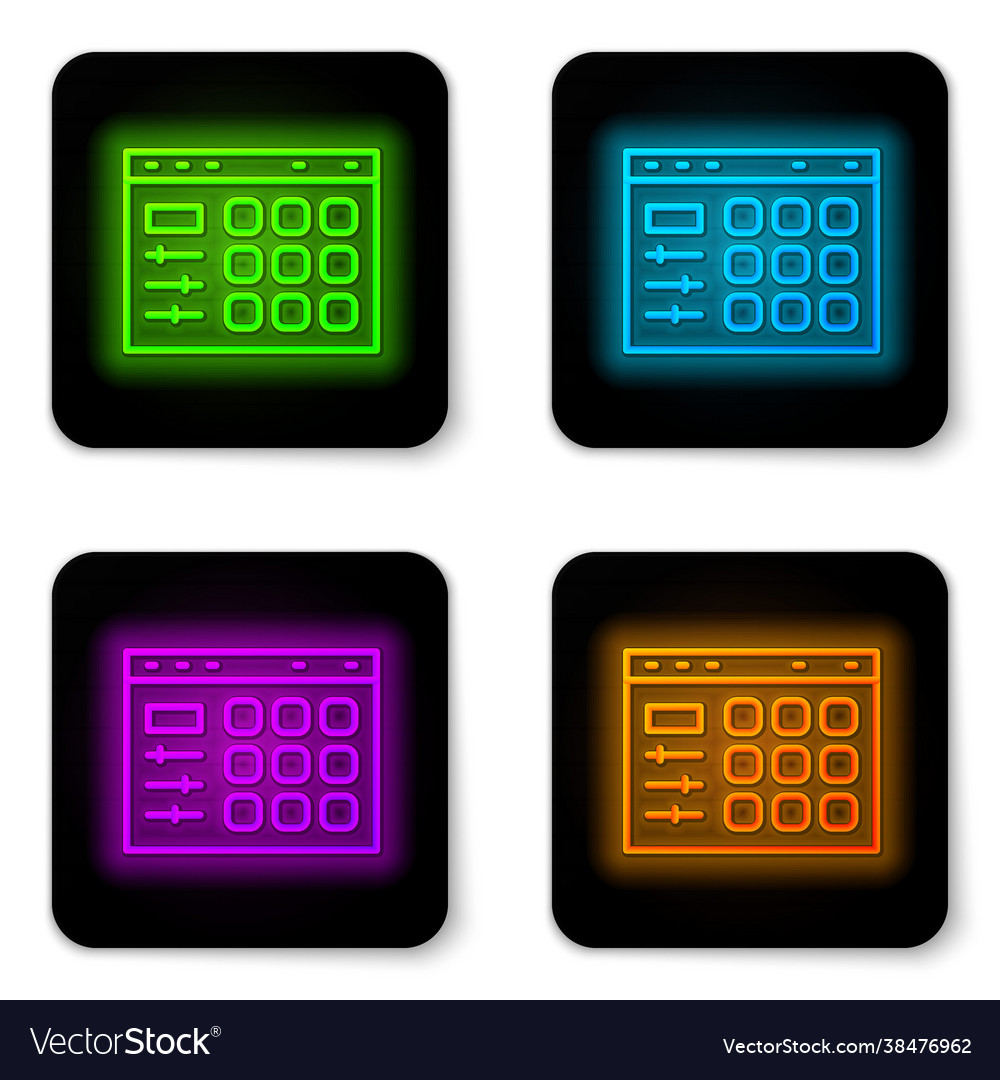 Glowing neon line drum machine icon isolated Vector Image