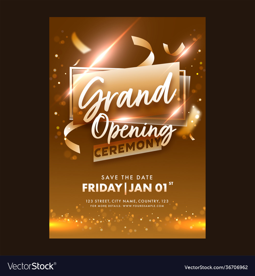 Premium Vector  Grand opening banner. vector promo flyer with