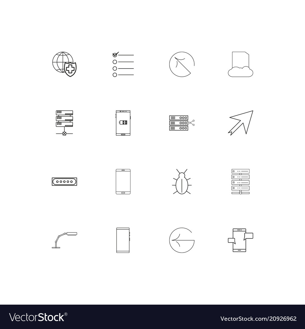 Internet technologies linear thin icons set