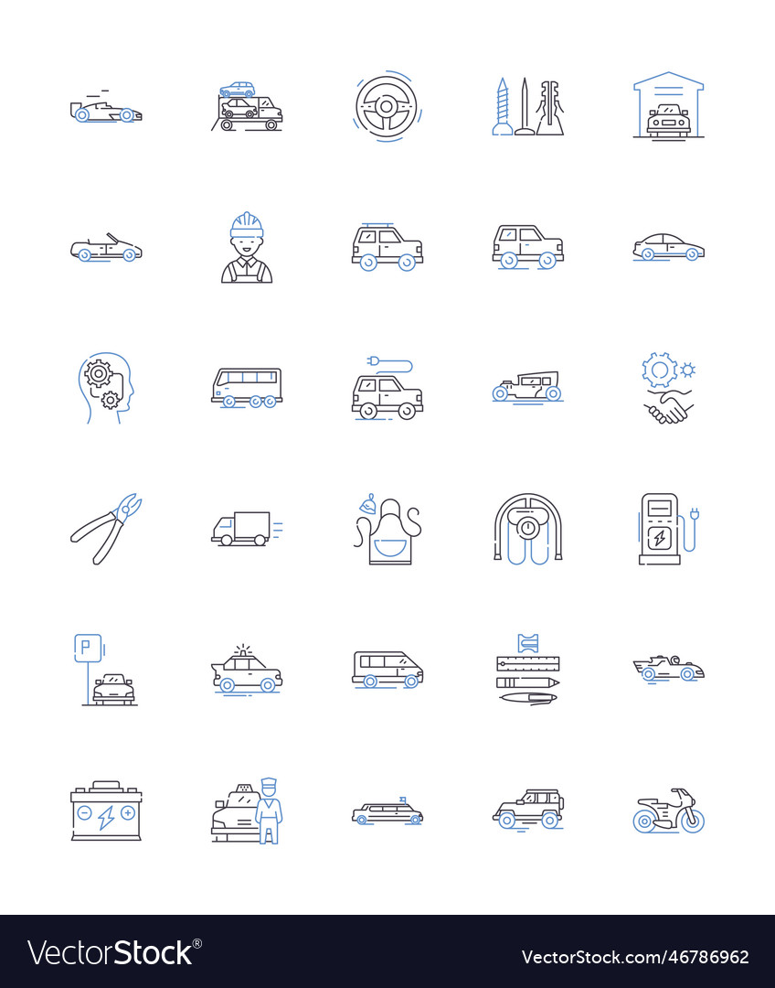 Logistic support line icons collection vector image Logistic support line icons collection